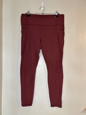Athleta Salutation Stash Pocket Tight Leggings 7/8 Length Women’s Size XL Red